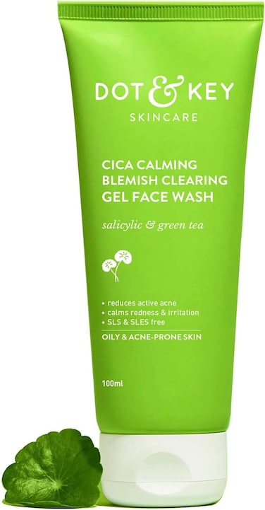Dot &amp; Key Cica 2% Salicylic Acid Face Wash for Oily, Acne Prone Skin, With Green Tea Acne Clearing Sulphate Free Face Wash for Men &amp; Women 100 ml
