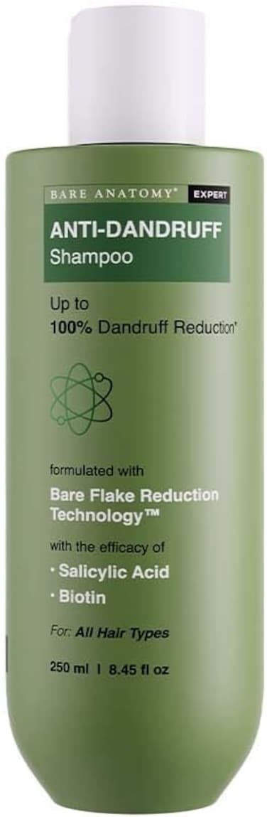 Bare Anatomy Anti-Dandruff Shampoo   Up To 100% Dandruff Reduction   ZPTO-Free   pH 5.3   Salicylic Acid, Piroctone Olamine &amp; Biotin   Non-Drying Formula   For Strong, Smooth Hair   Unisex   250 ml
