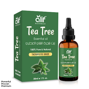 Alif Naturals Australian Tea Tree Essential Oil &ndash; Premium, Therapeutic-Grade, 100% Pure Tea Tree Oil for Aromatherapy, Skincare &amp; Wellness   1 fl. Oz