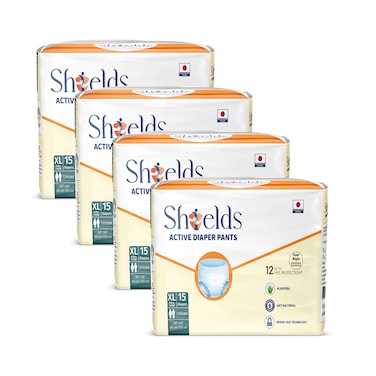 Active Adult Diapers Pull-Up Pants, Super Absorbent Leak Guard, XL - Pack of 4 (60 pcs)