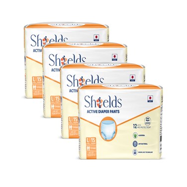 Active Adult Diapers Pull-Up Pants, Super Absorbent Leak Guard, Large - Pack of 4 (60 pcs)
