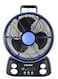 Sonashi Rechargeable Fan with AC/DC Operation and 6 Speed Settings, Fan with LED Light &amp; Solar Charging and USB Charging Function SRF-212 Blue/Black