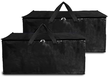 SHALIMAR Large Capacity Travel Bag/Storage Bag/Move-in Bags/Duffel Bag - Strong, Durable, Foldable and Water Resistant (Black (62.23 L x 30.48 W x 35.56 H) Pack of - 2)