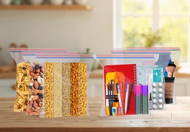 Shalimar Zipper Bag 7x6.5 Inches 100 Bags Multipurpose Storage Bag, Reusable &amp; Reclosable With Zipper, Natural