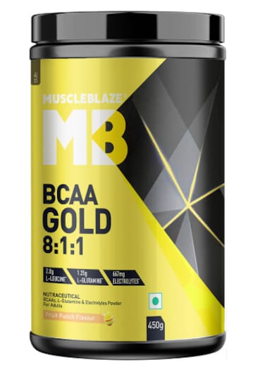 MuscleBlaze BCAA Gold 8:1:1, 0.99 lb 60 Servings Fruit Punch