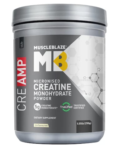 MuscleBlaze Creatine Monohydrate CreAMP, Unflavoured 0.55 lb