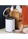 Steel Trash Can, Round Hands Free Garbage Can with Foot Pedal and Soft-Close Lid, Smudge Resistant Pedal Bin for Kitchen Living Room Bathroom Office and Hotel, L1101 (A, 12L)