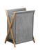 UBP Bamboo Wood Laundry Hamper Basket,Portable Dirty Clothes Laundry Basket， Collapsible Folding Clothes Basket Storage ，X Frame, for Bathroom Bedroom Home (M-Grey)