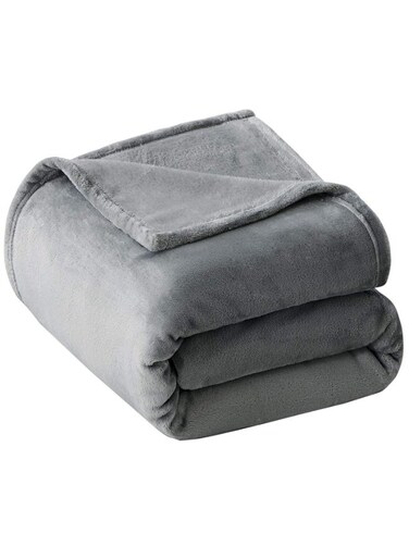Fleece Bed Blankets- Soft Lightweight Plush Fuzzy Cozy Luxury Blanket Microfiber Grey 150x200cm