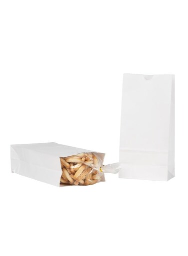 Bag Tek 2lb Paper Bags, 100 Disposable Lunch Bags - Large, For Lunches, Sandwiches, And Snacks, White Kraft Paper Bags, For Shopping, Party Favors, Or Gifts,