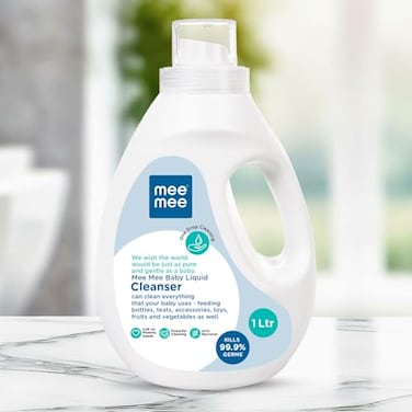 Mee Mee Baby Liquid Cleanser 1000ml, Anti-Bacterial Kills 99.9% Germs, Cleanser For Baby Bottles, Nipples, Accessories, Toys, Fruits &amp; Vegetables No Alcohol,One Drop Cleaning Dermatologically Tested