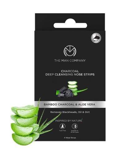The Man Company Pack of 4 Charcoal Nose Strips With Aloevera Extract
