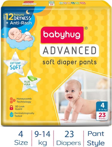 Babyhug Advanced Soft Pant Style Diapers, Size 4 - 23 Pieces