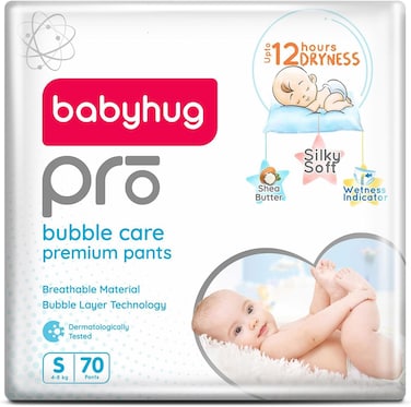 Babyhug Pro Bubble Care Premium Pant Style Diapers, Small, Size 2 - 70 Pieces