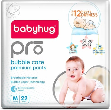 Babyhug Pro Bubble Care Premium Pant Style Diapers, Medium, Size 3 - 22 Pieces