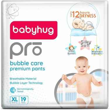 Babyhug Pro Bubble Care Premium Pant Style Diapers, Extra Large, Size 5 - 19 Pieces