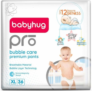 Babyhug Pro Bubble Care Premium Pant Style Diapers, Mega Saving Box, Extra Large, Size 5  - 144 Pieces