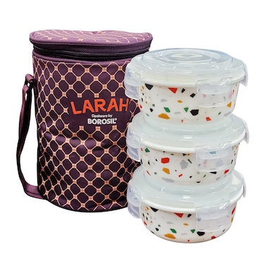 LARAH BY BOROSIL OPAL KLIP-N-STORE WITH BAG 3 PCS SET - 400 ML X 3, 12DSPL09-CON