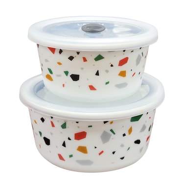 LARAH BY BOROSIL STORAGE BOWL WITH LID 2 PCS SET - 400 ML + 800 ML, CONFETTI, 12DSPL08-CON
