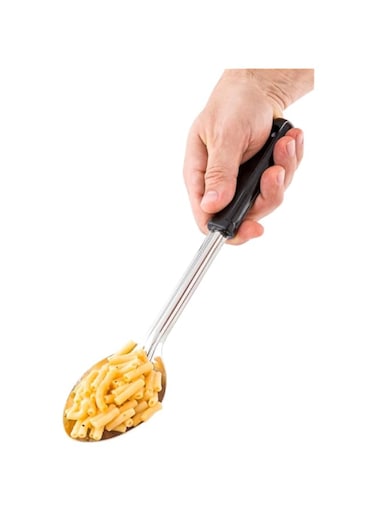 Solid Buffet Spoon, Solid Serving Spoon - Stainless Steel With Black Plastic Handle - 13" - 1Ct Box - Met Lux - Restaurantware