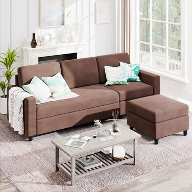 Karnak Athens 3-Seater L-Shape Polyester Sofa - Chocolate
