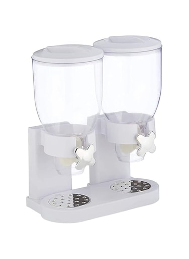 Dubai Gallery Double Canister Cereal Dispenser White/Clear 35X20X35Cm