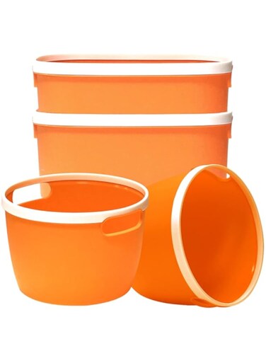 Aiwanto 4 Packs Orange Small Basket for Kitchen Bathroom Storage Organizer