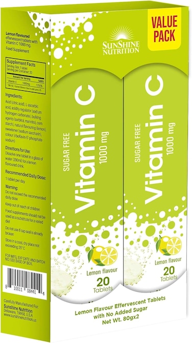 ويلبيينغ نوتريشن فيتامين سي + زنك، معزز مناعة طبيعي وعضوي، 100% RDA، 1000 مجم فيتامين C (عبوة من 16 قرص فوار)