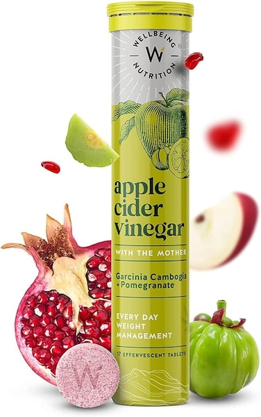 Wellbeing Nutrition Apple Cider Vinegar With The Mother And Garcinia Cambogia, Pomegranate, Effective Weight Management, Gut Health And Skin Glow (17 Effervescent Tablets)