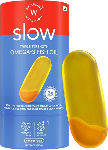 ويلبيينغ نوتريشن زيت السمك البطيء البكر الممتاز 1240 ملجم اوميجا 3 ايبا دي اتش ايه والكركمين بقوة ثلاثية متقدمة 1250 مجم، زيت السمك للدماغ والقلب والمفاصل والرؤية والمناعة للرجال والنساء، خال من