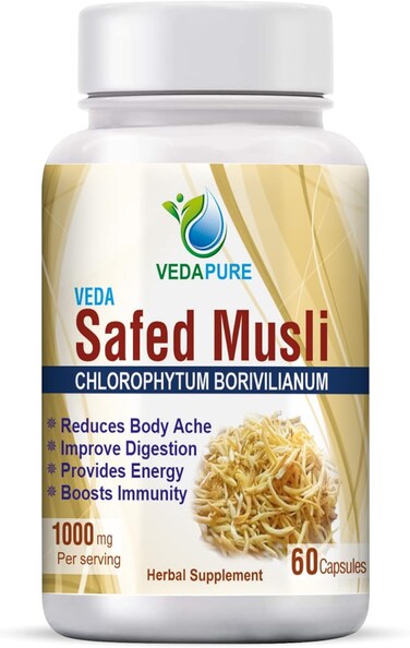 فيدابور موسلي يحسن القوة ويحسن الهضم ويوفر الطاقة ويعزز المناعة - 1000 ملغ (60 كبسولة)