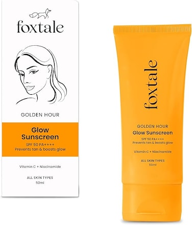Foxtale Glow Sunscreen SPF 50 PA++++ Lightweight with Vitamin C and Niacinamide Sunscreen 50ml