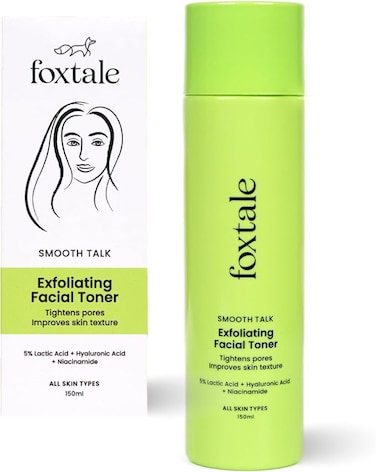 Foxtale Exfoliating Face Toner with 5% Lactic Acid for Pore Tightening &amp; Gentle Exfoliation, Alcohol Free Toner for Glowing Skin, For All Skin Types