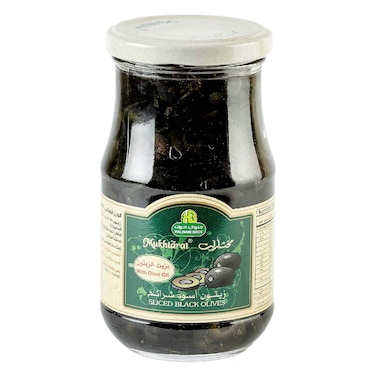 Halwani Bros Mukhtarat Sliced Black Olives with Olive Oil, 325g