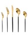 LAZAHOME Matte Gold Silverware Set With Black Handle, Stainless Steel Flatware Cutlery Set Service for 4, 20-Piece Kitchen Utensil Set Include Spoons And Forks Set, Dishwasher Safe.