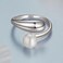 S925 Sterling Silver Pearl Open Adjustable Ring(BSR662-E)
