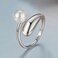 S925 Sterling Silver Pearl Open Adjustable Ring(BSR662-E)