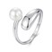 S925 Sterling Silver Pearl Open Adjustable Ring(BSR662-E)