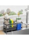 Sink Caddy Organizer with High Brush Holder, Sponge Holder for Kitchen Sink, Sponge Caddy Organizer, Sink Caddy with Auto-Drain, Kitchen Countertop Soap Dispenser Organizer