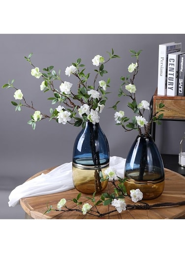 ELECDON 31 Inch Artificial Plum Flowers - Bendable Silk Cherry Blossom Branches for DIY Home, Hotel, Office, Wedding, Party &amp; Garden Decor, White, 2 Pcs