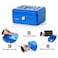 Rubik Small Cash Box Steel Register with Tray and Lock Durable Portable Money Box Safe for Bills Jewelry Receipts Coins (15x12x7.5cm) Blue