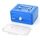 Rubik Small Cash Box Steel Register with Tray and Lock Durable Portable Money Box Safe for Bills Jewelry Receipts Coins (15x12x7.5cm) Blue