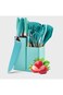19pcs Green silicone spatula set with holder&mdash;heat-resistant, BPA-free, safe for nonstick cookware.