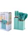 19pcs Green silicone spatula set with holder&mdash;heat-resistant, BPA-free, safe for nonstick cookware.