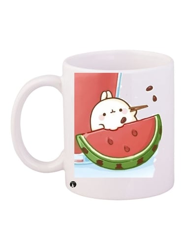 Printed Ceramic Coffee Mug White/Green/Red