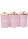 YJXPP Metal Sugar Coffee Tea Tin Jar Container Candy Sealed Cans Storage Box, Set of 3, Pink Color