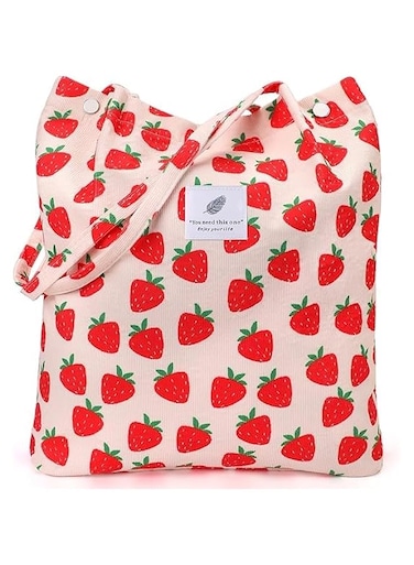 NimbusNote Corduroy Tote Bags for Women, Large Capacity Corduroy Bag Reusable Grocery Shoulder Bag, with Inner Pockets