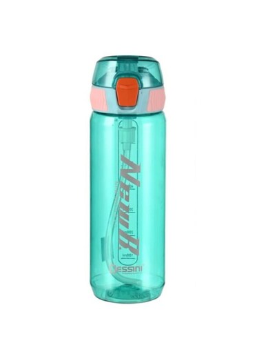 Water Bottle Transparent with Water Level Marker, Straw and Handle Lid - 800ml, Green