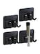 ELLEXMOVING 4 Pack Stainless Steel Broom Mop Holder, Broom Gripper Holds Self Adhesive Reusable Super Anti-Slip, Wall Mounted Kitchen Wardrobe Garage Storage Rack Black Hook