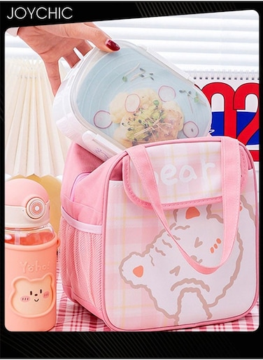 Cartoon Large Capacity Thermal Lunch Bag Leakproof Flap Closure Zipper Lunch Box Organizer for School Travel Outdoor Picnic